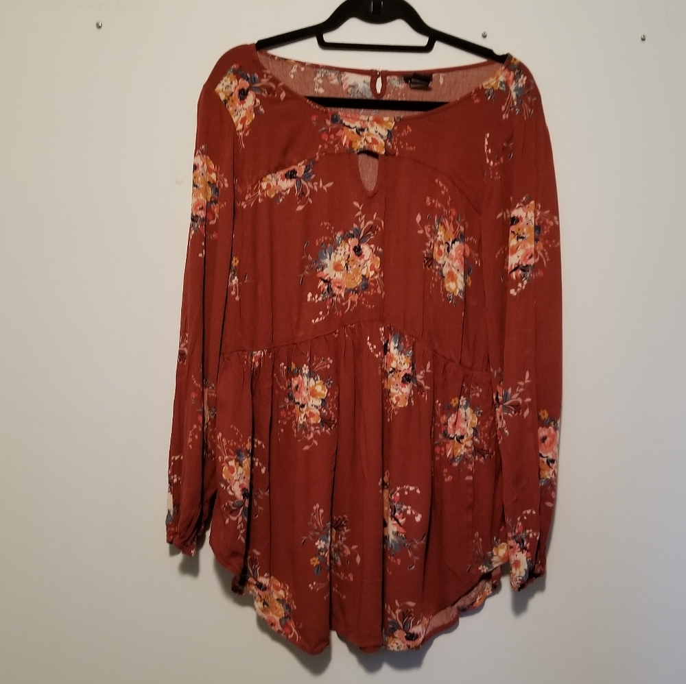 TORRID brown babydoll top peplum tunic